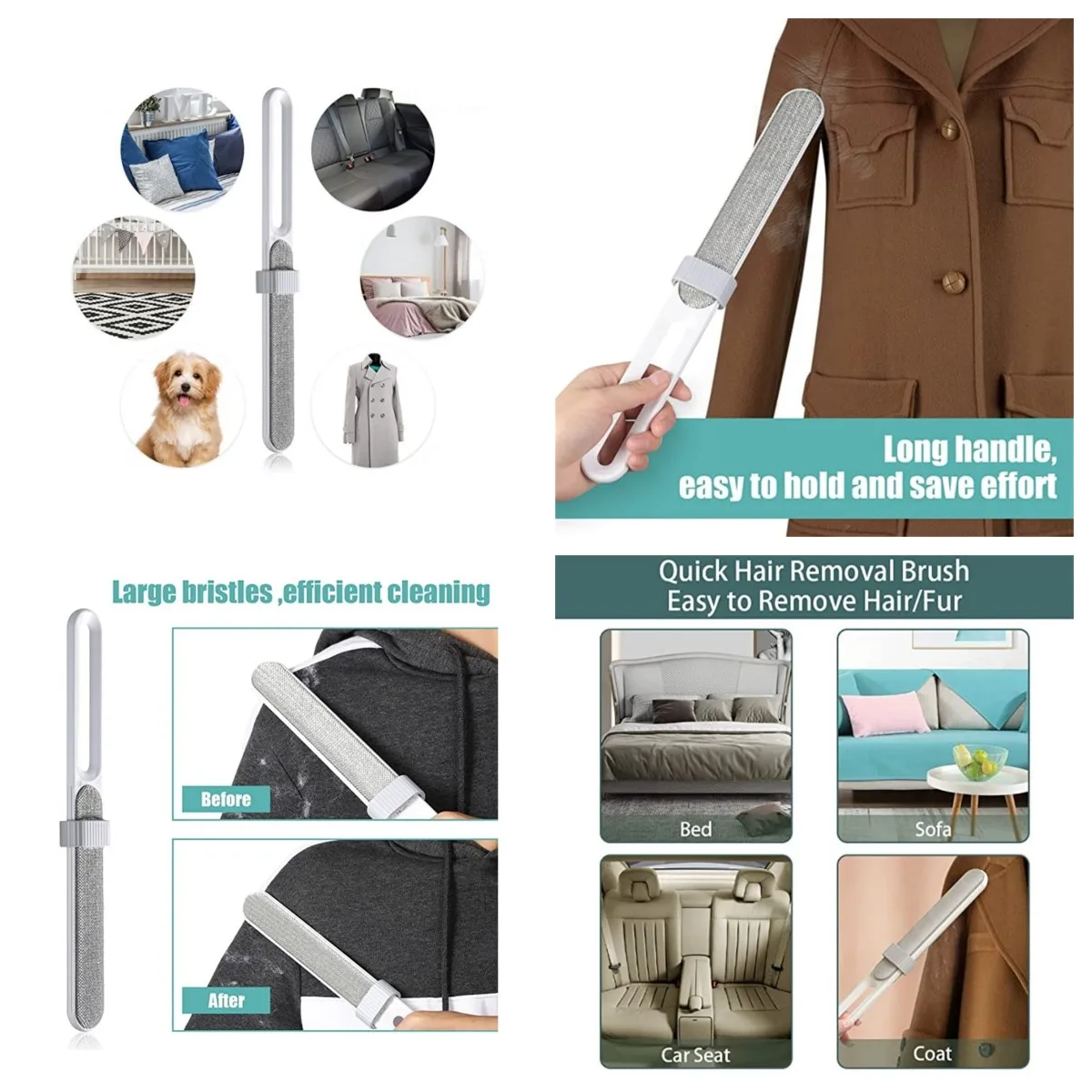 Szczotka Do Sierści Zwierząt z Pierścieniem Czyszczącym – Reusable Hair Cleaner Pet Hair Brush