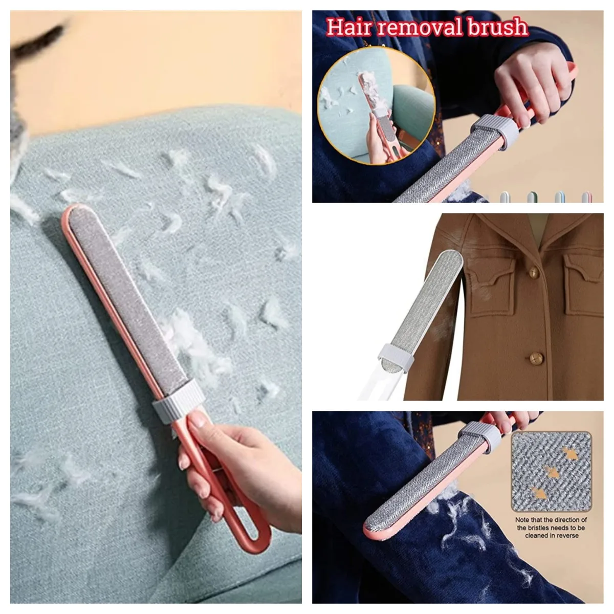 Szczotka Do Sierści Zwierząt z Pierścieniem Czyszczącym – Reusable Hair Cleaner Pet Hair Brush