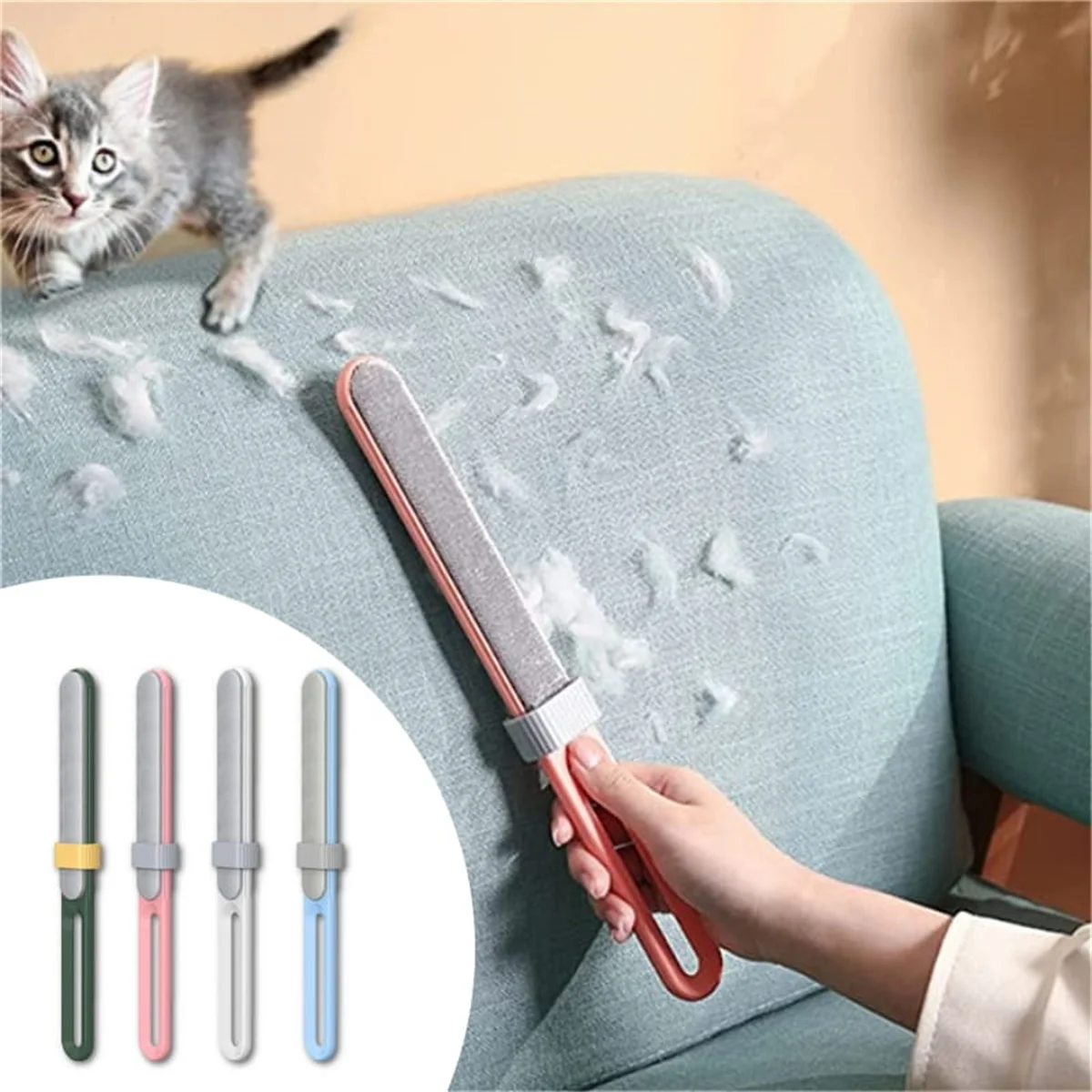 Szczotka Do Sierści Zwierząt z Pierścieniem Czyszczącym – Reusable Hair Cleaner Pet Hair Brush